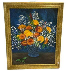 Dona Butler Signed Flower Bouquet Still Life 36"h., 29"w