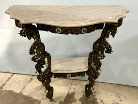 VTG Rococo Style Metal Demilune 30"h., 35"w., 16"d