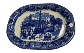 Victoria Ware Blue White Platter 17"
