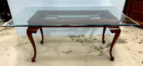 Chinese Chippendale Glass Top Dining Table 29"h., 72"w, 42"d