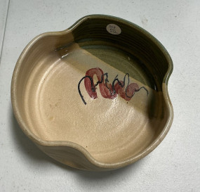 Signed Pottery Bowl 9"