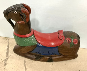 Hand Carved Rocking Goat 25"h., 32"w