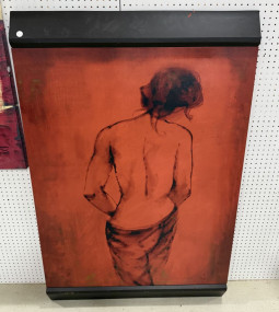 Artwork of Lady Figurine on Canvas, 61"h., 40"w