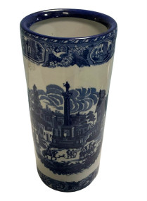 Blue and White Umbrella Stand 18"