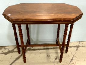Edwardian style scallop side table.  28"h., 34"w