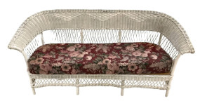 VTG White Wicker Sofa 71"