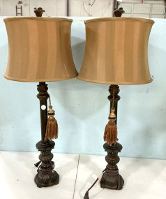 Pair of Candle Stick Buffet Lamps 35"