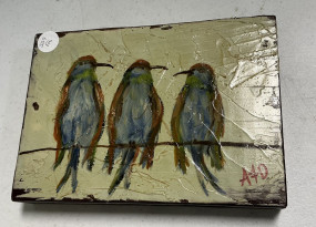 Amanda Delaughter Painted Bird Block 7" x 10"