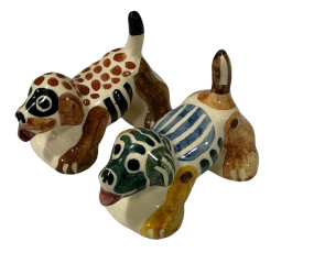 Two Shearwater Pottery Dogs 2" 2008, 2009