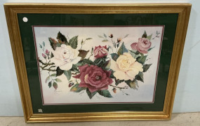 B. Sumrall Signed Rose Print 31"h, 38"W