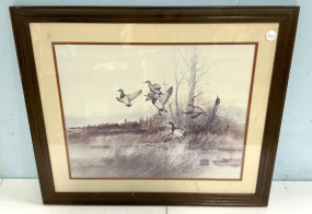 Framed Gregory Messier Duck Print 23"h., 26"w