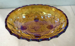 Carnival Glass Footed Bowl 12"