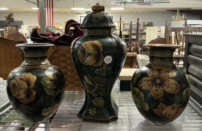 set of three decorative ginger jars