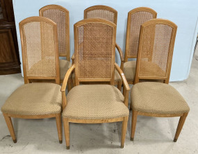Six Oak Caned Dining Chairs