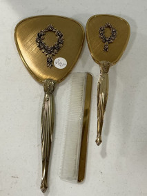 VTG Mirror, Brush, Comb Vanity Set