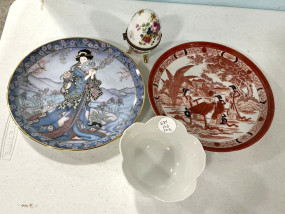 Japanese Kutani Plate, Franklin Plate and Egg