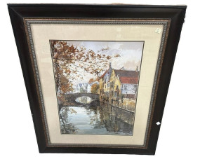Large Framed Venice Waterway Print