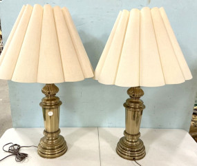 Pair of Mid Century Brass Table Lamps 30"
