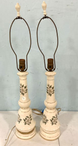 Pair of Ceramic Floral Lamps 29"