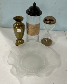 Decorative Container, Hourglass, Vase, Frost Glass Bowl