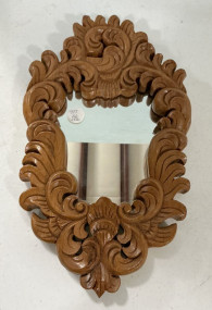 Wood Carved Mirror 15"