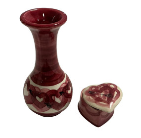 Gail Pittman Ceramic Vase and Heart Trinket