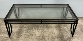 Contemporary Glass Coffee Table 16'h., 44"w