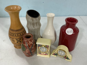 Assorted Vases and Clocks