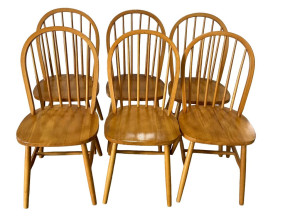 6 Pine Windsor Style Chairs