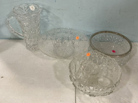Pressed Glass Pitcher and Bowls