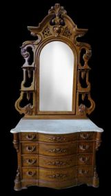 Oak marble top dresser by Mitchell & Rammelsberg