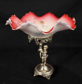 Victorian silver-plate figural card receiver