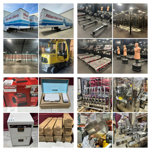  Vehicles, Gym Equipment, Packaging Equipment, Manufacturing Equipment, Electronics, Trailers, Forkl
