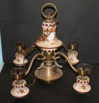 Sale Image for Brass & Porcelain Light Fixture