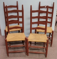 Sale Image for Set/4 Ladder Back Chairs W/Rush Seats