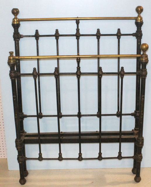 Antique Iron and Brass Single Bed