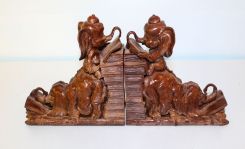 Pair Bronze Elephant Bookends