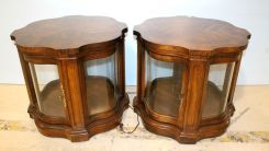 Pair Lighted Cabinets