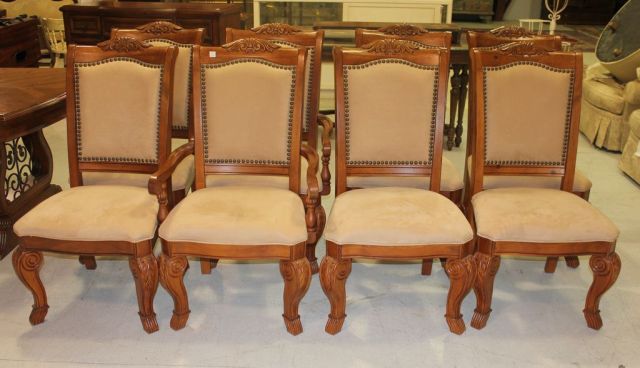 Eight Modern High Back Dining Chairs