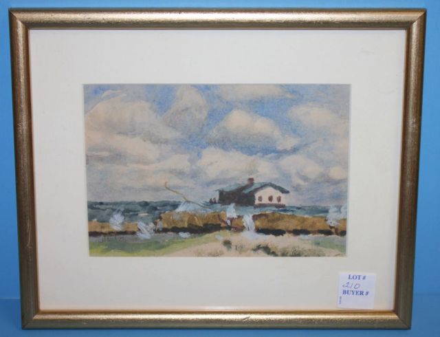 "River Landscape with House" signed Orlande Vicent Schubert