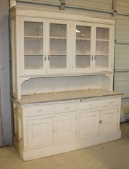 Early Painted White Pine  Stepback Cupboard