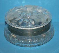 Rare Early 20th Century Silverplate Rim Cut Glass Powder Jar