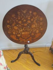 Dutch Marquetry Inlay Tilt-Top TriPod Table