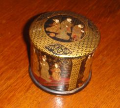 Small English Chinese Lacquered Black and Gold Box