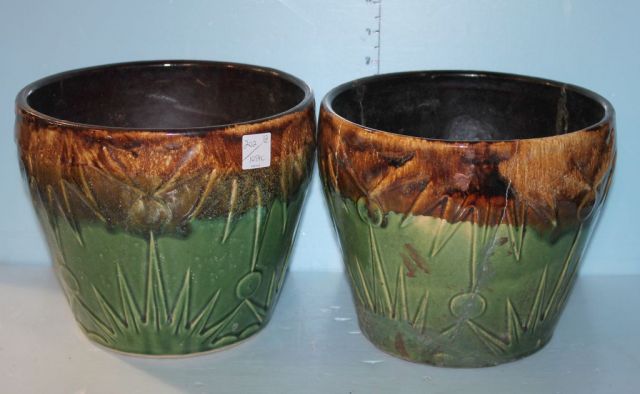 Two "Majolica" Style Pottery Jardineres
