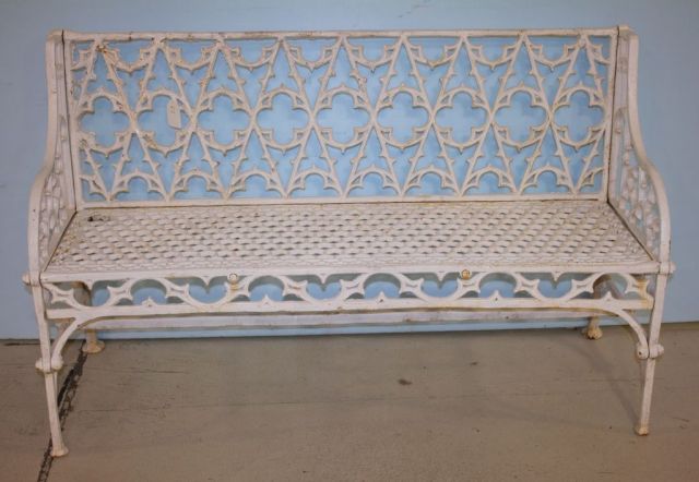 Gothic Iron Bench Painted White