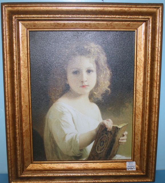 Contemporary Oil Painting of Young Girl with Book