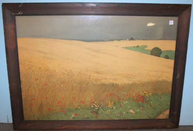 Print of "Poppies in a Field", signed HR.V. Volkmann 1901