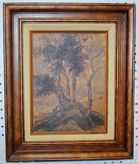 Trees in Rocky Hills Oil on Canvas