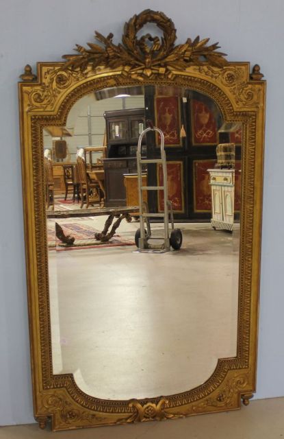 Late 19th Century Wood and Gilt Overmantle Beveled Mirror